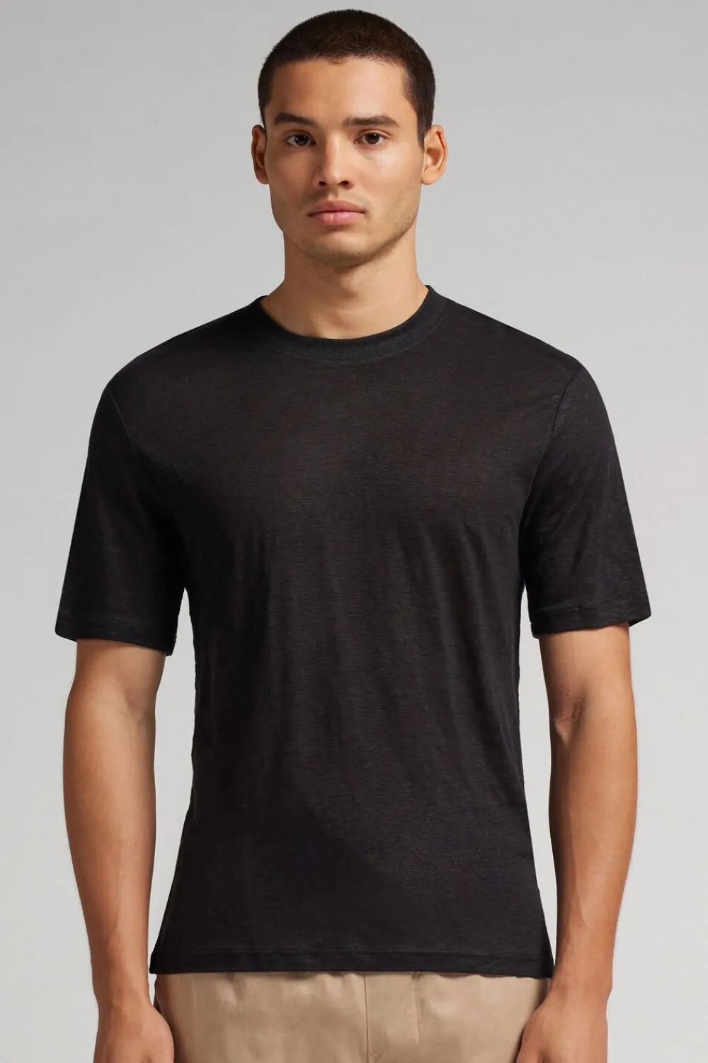 T-shirty|Len>Intimissimi T-shirt 100% Len Soft czarny - 019 - czarny
