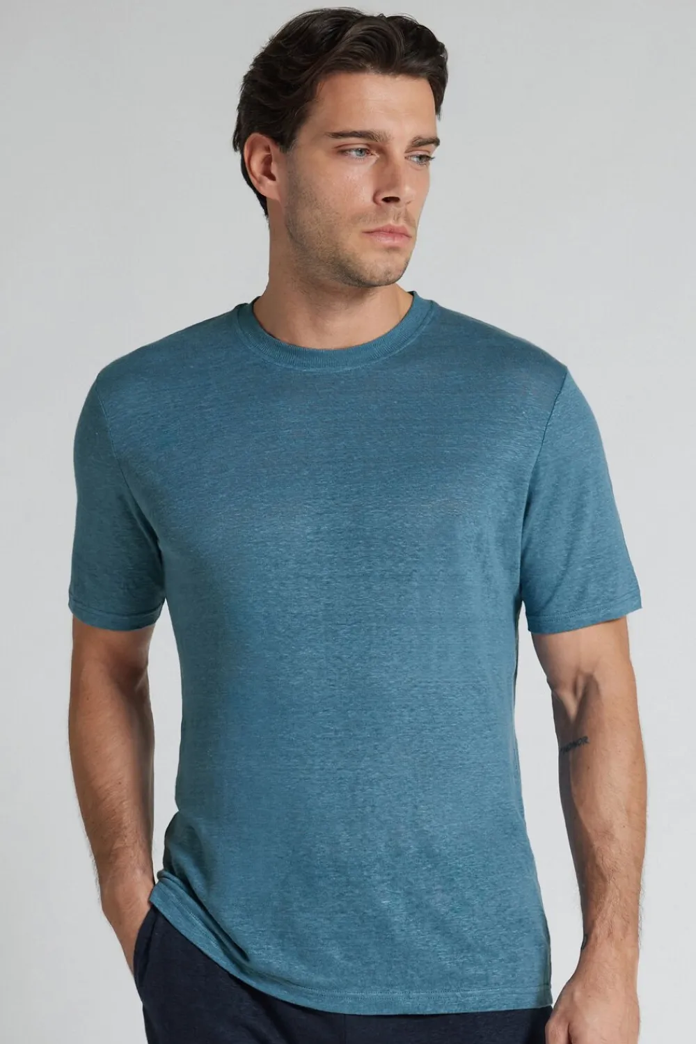 T-shirty|Len>Intimissimi T-shirt 100% Len Soft jasnoniebieski - 138k - carta da zucchero