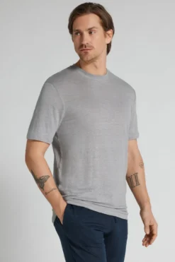 T-shirty|Len>Intimissimi T-shirt 100% Len Soft jasnoszary - 137k - grigio ghiaccio