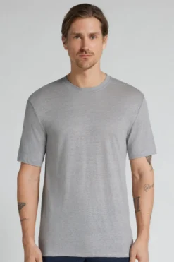 T-shirty|Len>Intimissimi T-shirt 100% Len Soft jasnoszary - 137k - grigio ghiaccio