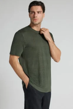 T-shirty|Len>Intimissimi T-shirt 100% Len Soft zielony - 136k - verde truck