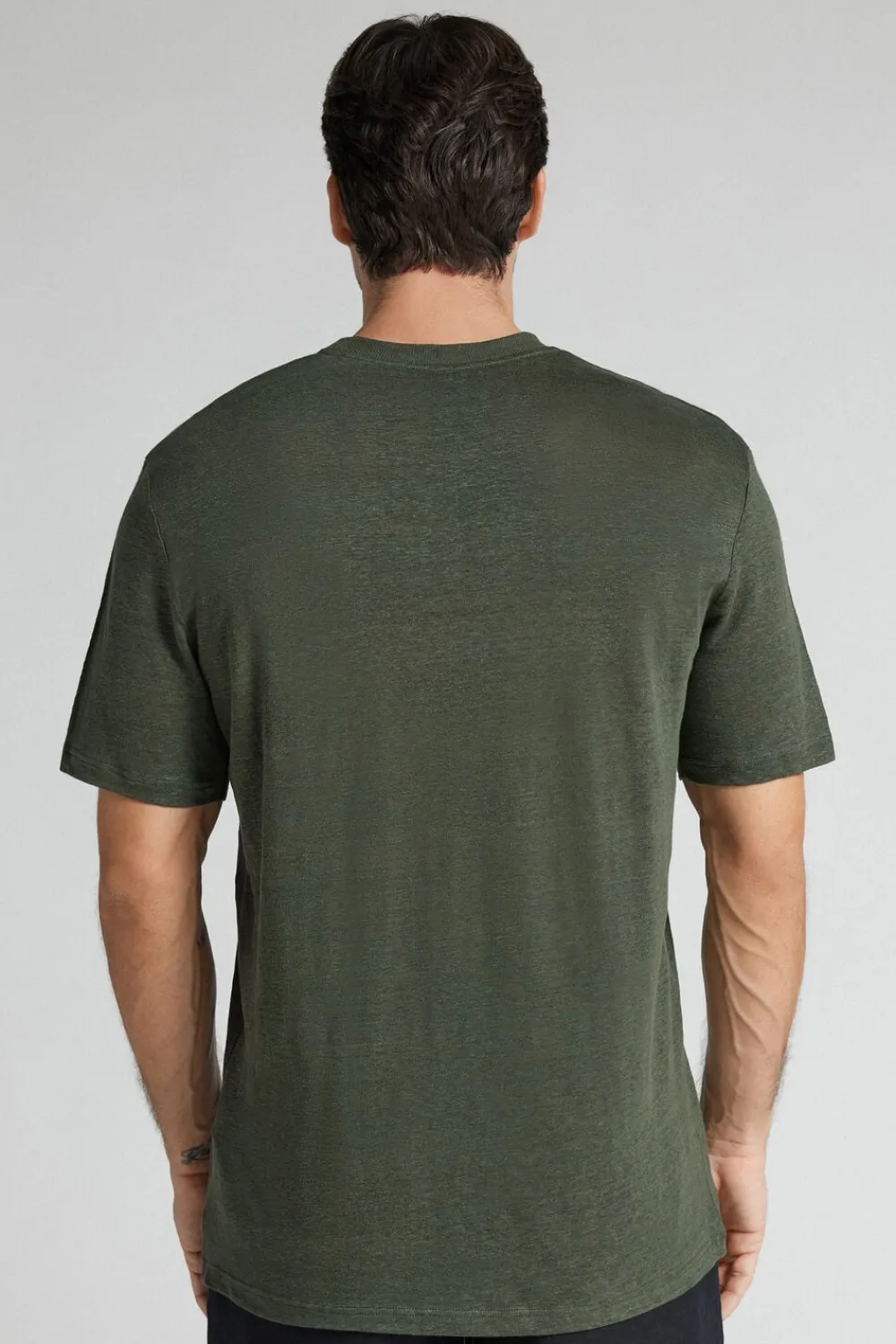 T-shirty|Len>Intimissimi T-shirt 100% Len Soft zielony - 136k - verde truck