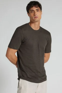 T-shirty|Len>Intimissimi T-shirt 100% Len Soft brązowy - 132k - brown