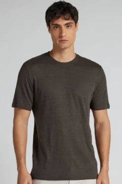 T-shirty|Len>Intimissimi T-shirt 100% Len Soft brązowy - 132k - brown