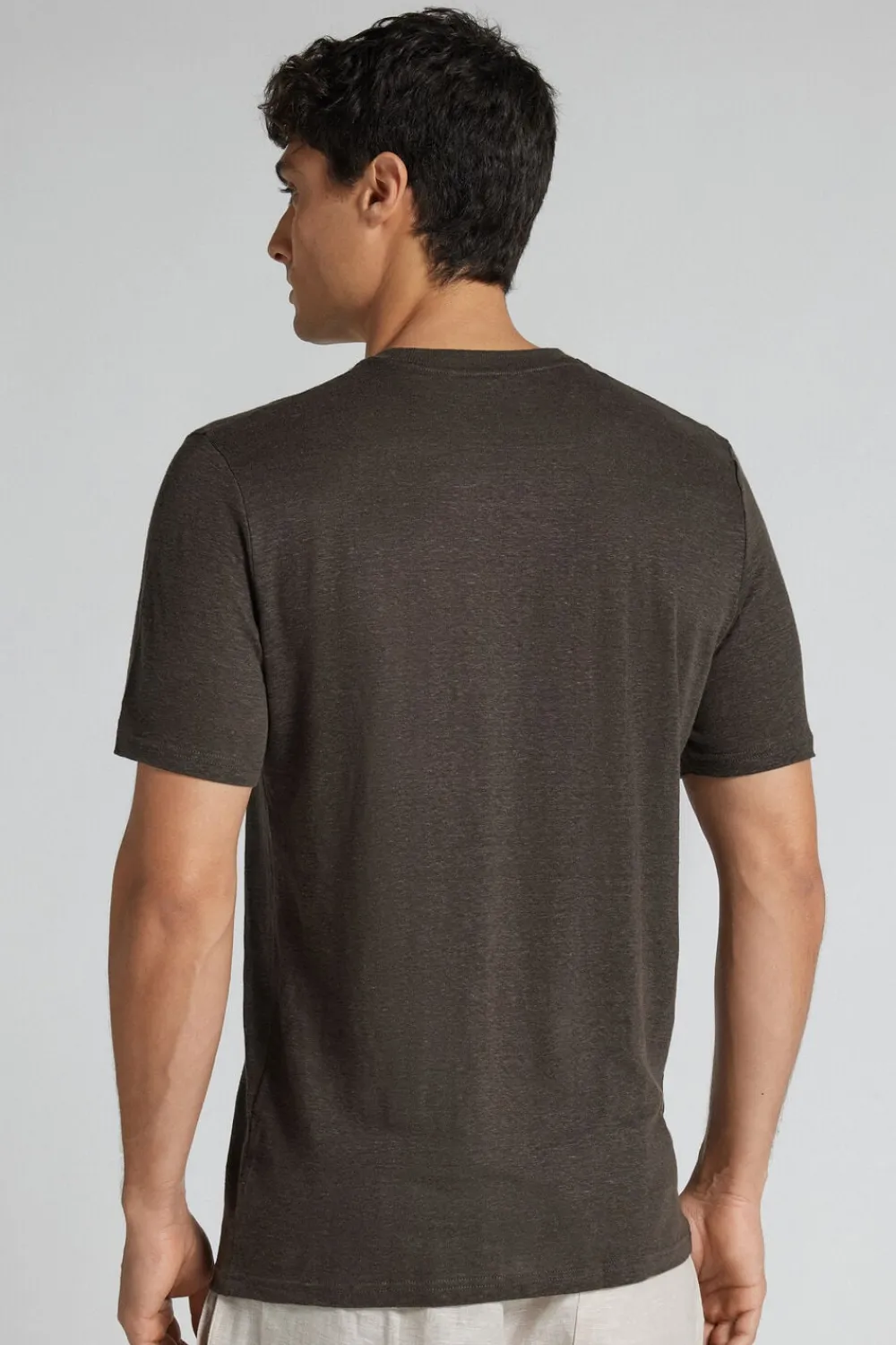 T-shirty|Len>Intimissimi T-shirt 100% Len Soft brązowy - 132k - brown