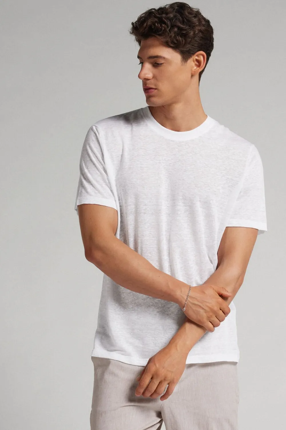 T-shirty|Len>Intimissimi T-shirt 100% Len Soft biały - 001 - biały