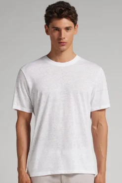T-shirty|Len>Intimissimi T-shirt 100% Len Soft biały - 001 - biały
