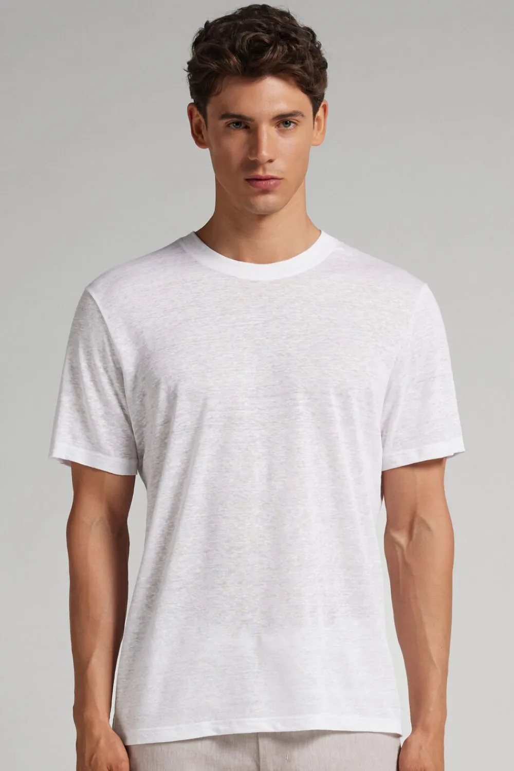 T-shirty|Len>Intimissimi T-shirt 100% Len Soft biały - 001 - biały