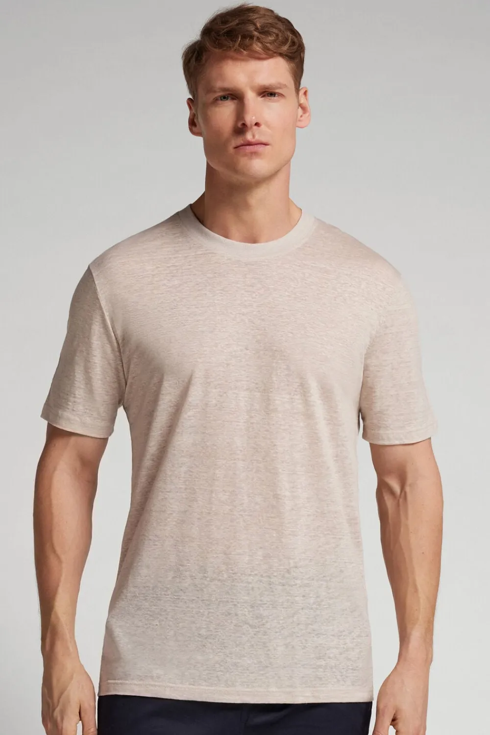 T-shirty|Len>Intimissimi T-shirt 100% Len Soft czarny - 959i - lino chiaro