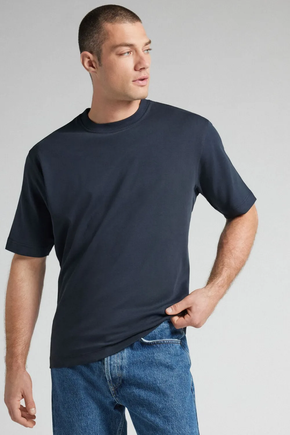 T-shirty>Intimissimi T-shirt Oversize 100% Bawełny niebieski - 800 - blu notte