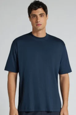 T-shirty|Merceryzowana Bawełna Filo Premium>Intimissimi T-shirt Oversize z Merceryzowanej Bawełny Superlight filo Premium niebieski - 490j - blu navy