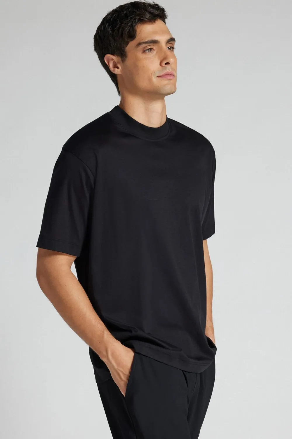 T-shirty|Merceryzowana Bawełna Filo Premium>Intimissimi T-shirt Oversize z Merceryzowanej Bawełny Superlight filo Premium czarny - 019 - czarny