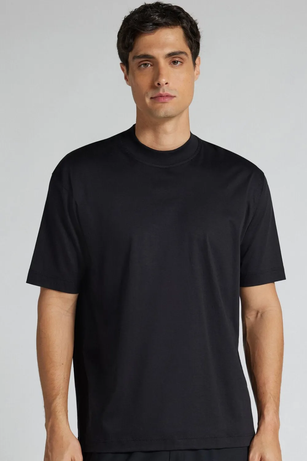 T-shirty|Merceryzowana Bawełna Filo Premium>Intimissimi T-shirt Oversize z Merceryzowanej Bawełny Superlight filo Premium czarny - 019 - czarny