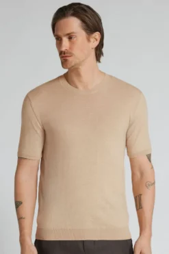 T-shirty>Intimissimi T-shirt z Bawełnianej Dzianiny Slub naturalny - 507j - naturale