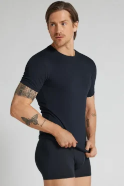 T-shirty|Bawełna Superior Extrafine>Intimissimi T-shirt z Bawełny Natural Fresh niebieski - 800 - blu notte