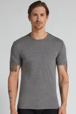 T-shirty|Bawełna Superior Extrafine>Intimissimi T-shirt z Bawełny Natural Fresh ciemnoszary - 5227 - grafite melange