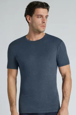 T-shirty|Bawełna Superior Extrafine>Intimissimi T-shirt z Bawełny Natural Fresh niebieski - 3120 - blu ink melange