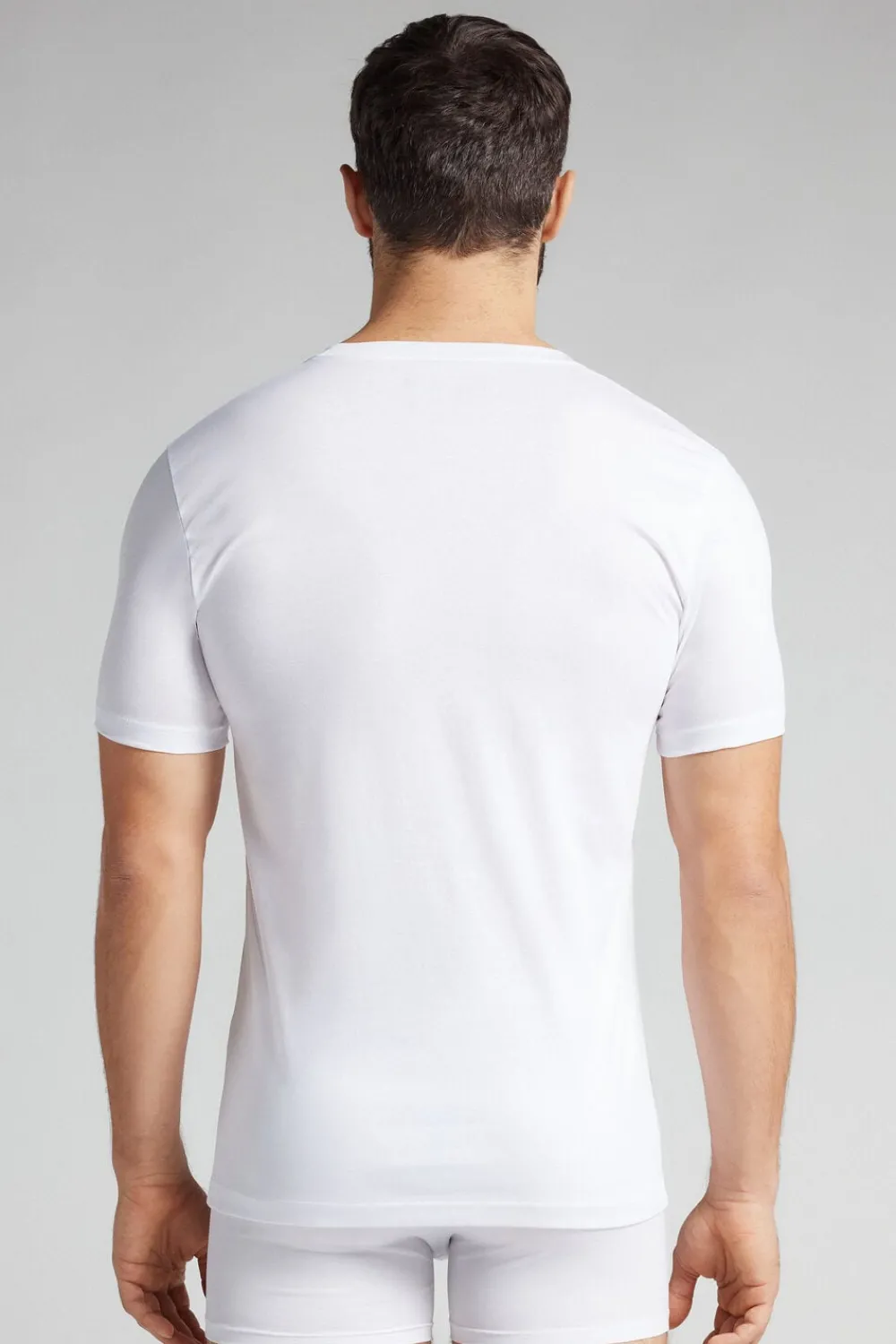 T-shirty|Merceryzowana Bawełna Filo Premium>Intimissimi T-shirt z Dekoltem w Kształcie Litery V z Merceryzowanej Bawełny filo Premium biały - 001 - biały