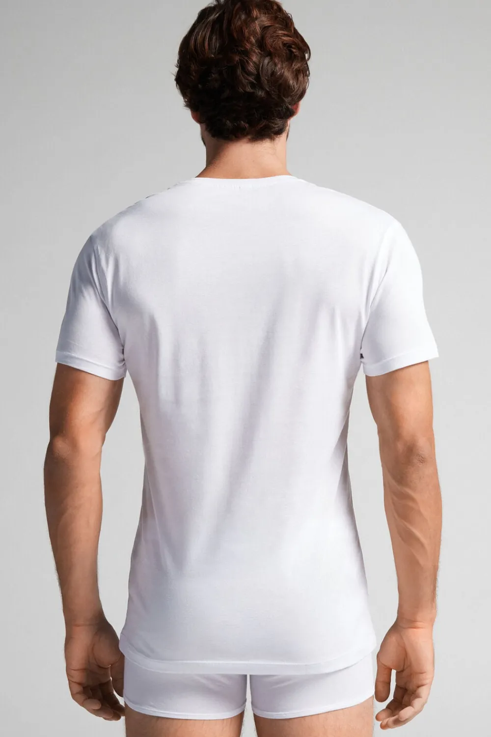 T-shirty|Bawełna Superior>Intimissimi T-shirt z Dekoltem w Kształcie Litery V z Bawełny Superior Extrafine biały - 001 - biały