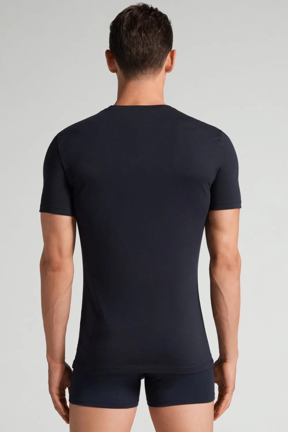 T-shirty|Bawełna Superior>Intimissimi T-shirt z Elastycznej Bawełny Superior niebieski - 800 - blu notte
