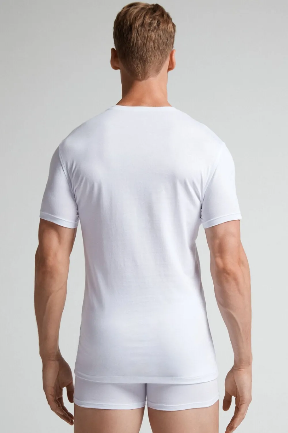 T-shirty|Bawełna Superior>Intimissimi T-shirt z Elastycznej Bawełny Superior biały - 001 - biały
