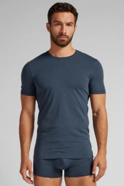 T-shirty|Bawełna Superior>Intimissimi T-shirt z Elastycznej Bawełny Superior niebieski - 3120 - blu ink melange
