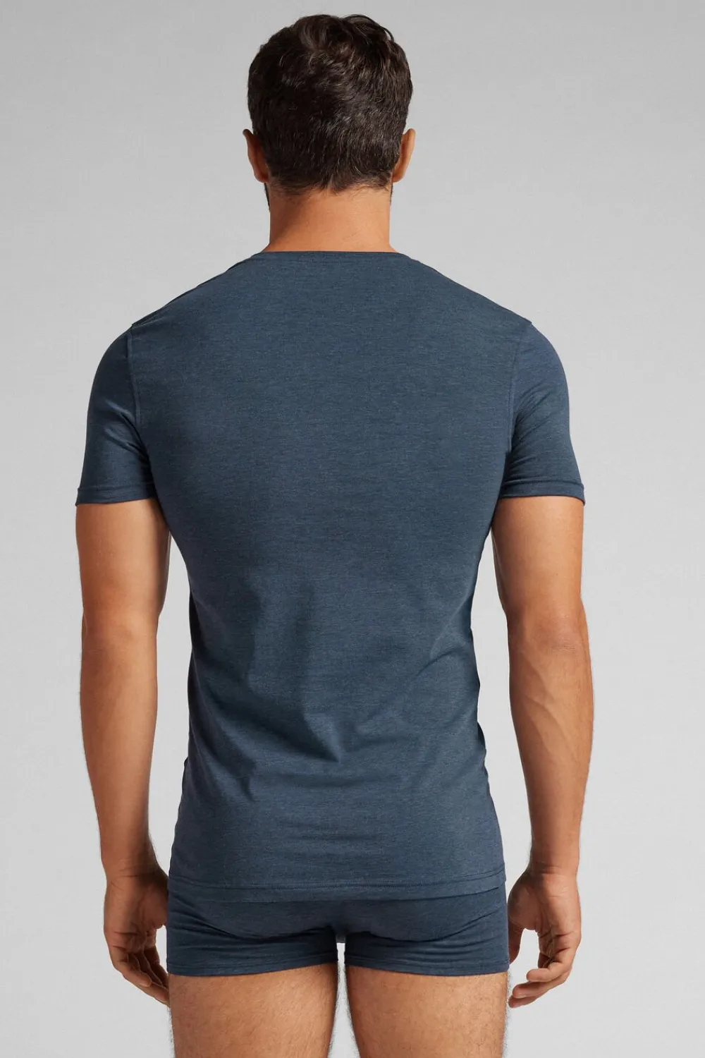 T-shirty|Bawełna Superior>Intimissimi T-shirt z Elastycznej Bawełny Superior niebieski - 3120 - blu ink melange