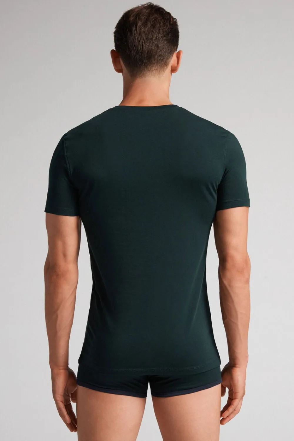 T-shirty|Bawełna Superior>Intimissimi T-shirt z Elastycznej Bawełny Superior zielony - 132j - verde scuro