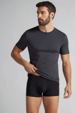 T-shirty|Bawełna Superior>Intimissimi T-shirt z Elastycznej Bawełny Superior - 4712 - dark grey