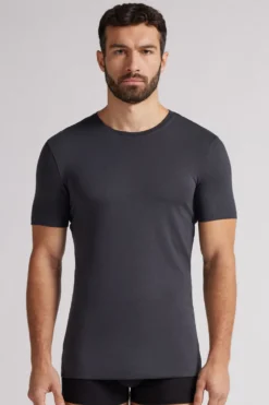T-shirty|Bawełna Superior>Intimissimi T-shirt z Elastycznej Bawełny Superior - 4712 - dark grey
