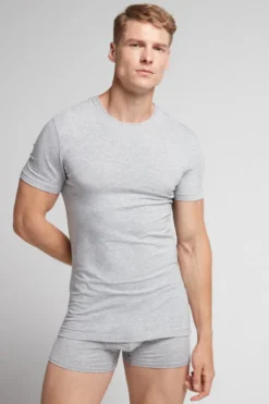 T-shirty|Bawełna Superior>Intimissimi T-shirt z Elastycznej Bawełny Superior szary - 031 - grigio melange chiaro