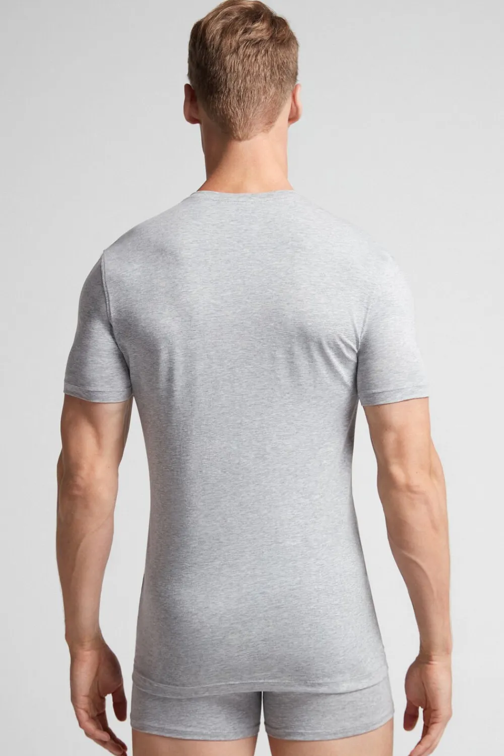 T-shirty|Bawełna Superior>Intimissimi T-shirt z Elastycznej Bawełny Superior szary - 031 - grigio melange chiaro