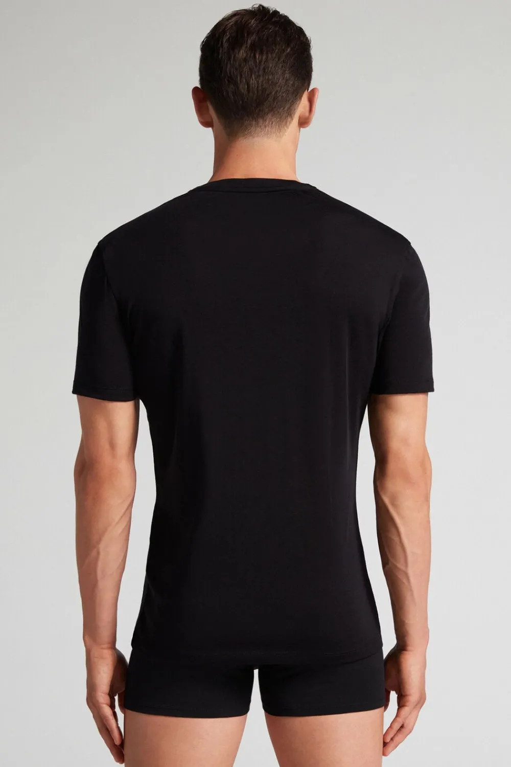 T-shirty|Wełna Merino>Intimissimi T-shirt z Krótkim Rękawem z Wełny Merino czarny - 019 - czarny