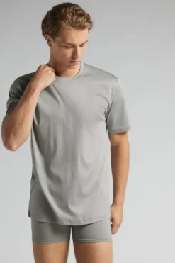 T-shirty|Merceryzowana Bawełna Filo Premium>Intimissimi T-shirt z Merceryzowanej Bawełny filo Premium szary - 958j - szary perłowy
