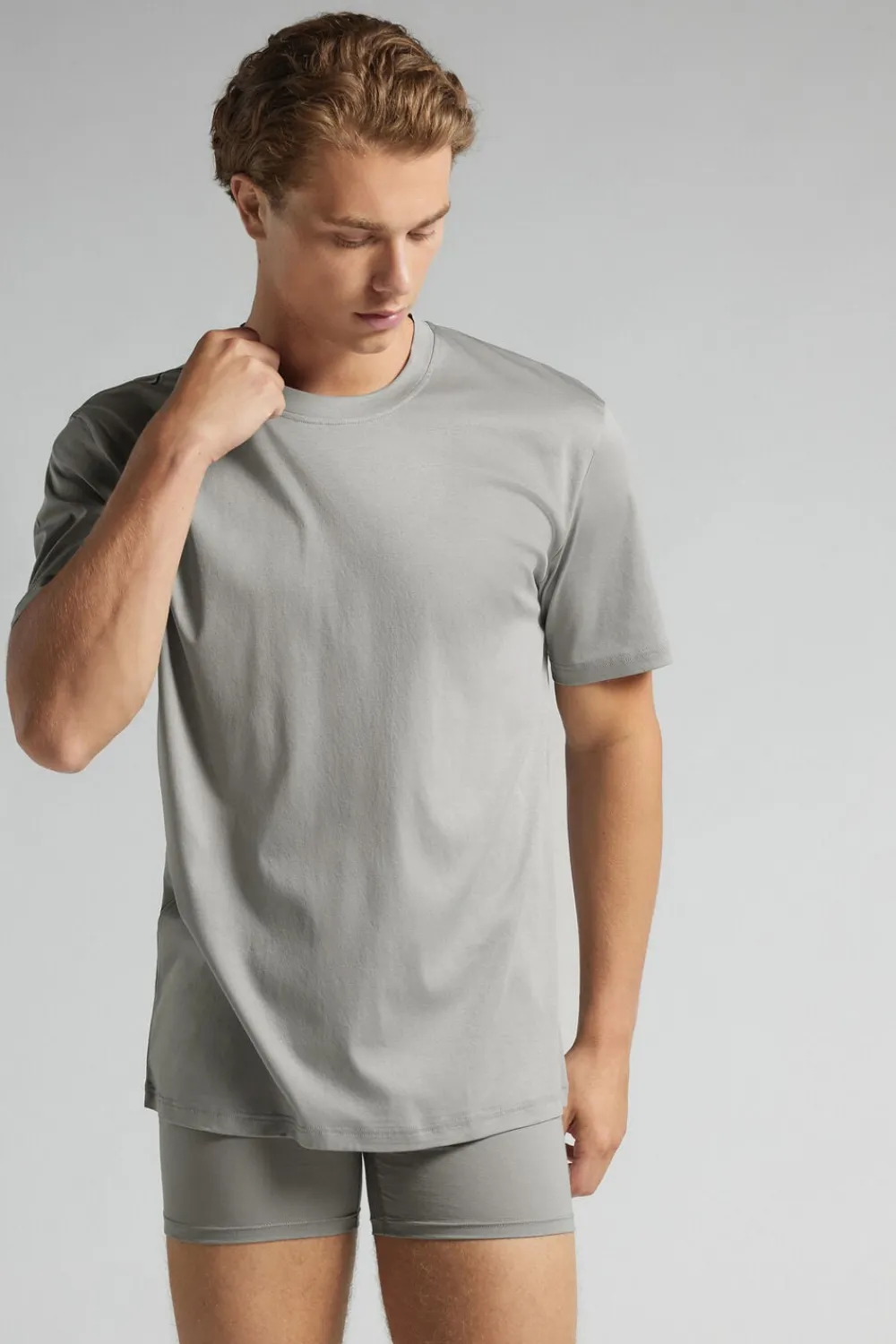 T-shirty|Merceryzowana Bawełna Filo Premium>Intimissimi T-shirt z Merceryzowanej Bawełny filo Premium szary - 958j - szary perłowy