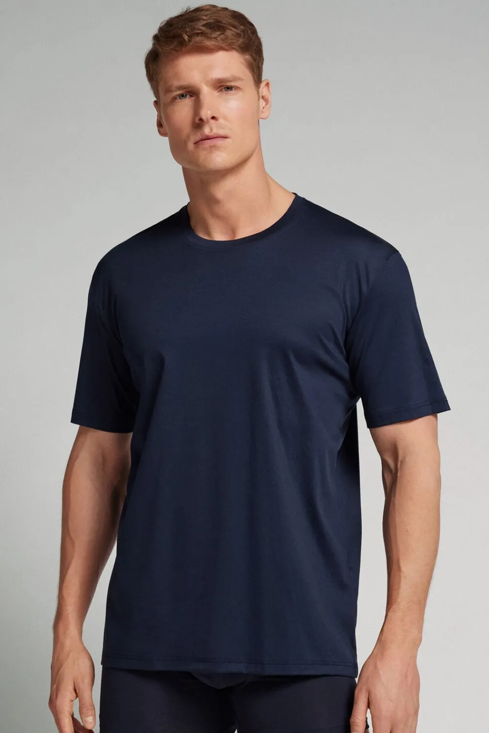 T-shirty|Merceryzowana Bawełna Filo Premium>Intimissimi T-shirt z Merceryzowanej Bawełny filo Premium niebieski - 490j - blu navy