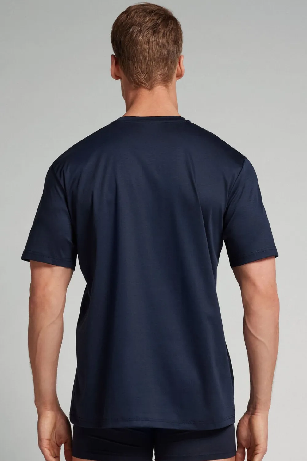 T-shirty|Merceryzowana Bawełna Filo Premium>Intimissimi T-shirt z Merceryzowanej Bawełny filo Premium niebieski - 490j - blu navy