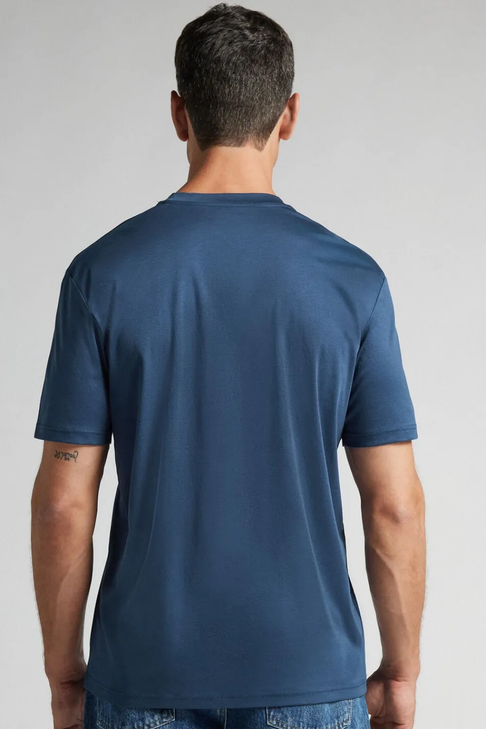T-shirty|Merceryzowana Bawełna Filo Premium>Intimissimi T-shirt z Merceryzowanej Bawełny filo Premium niebieski - 886j - blu gas