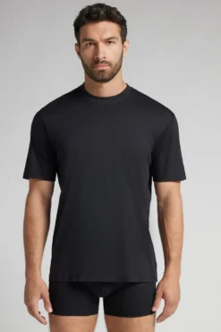 T-shirty|Merceryzowana Bawełna Filo Premium>Intimissimi T-shirt z Merceryzowanej Bawełny Superlight filo Premium czarny - 019 - czarny