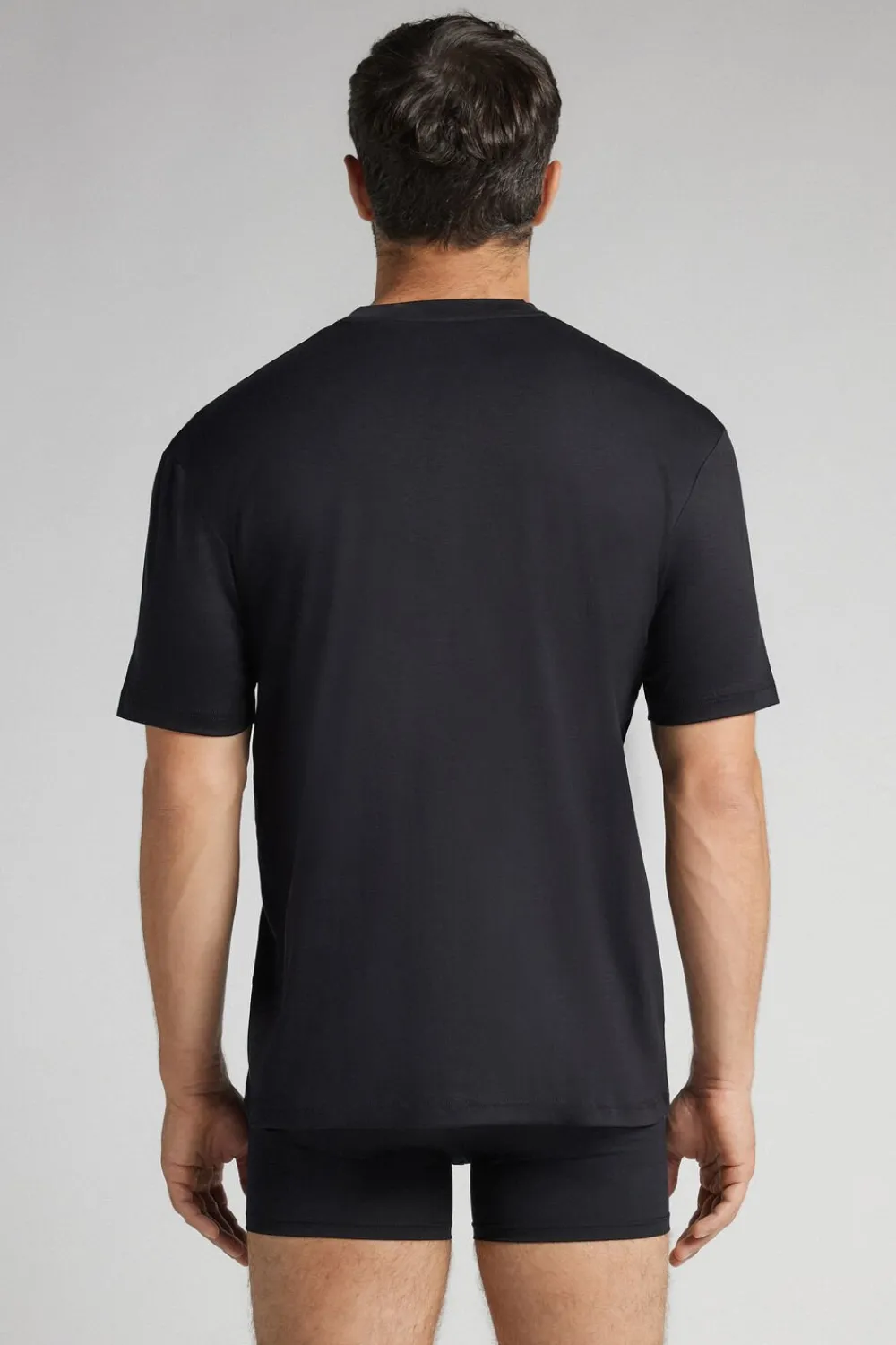 T-shirty|Merceryzowana Bawełna Filo Premium>Intimissimi T-shirt z Merceryzowanej Bawełny Superlight filo Premium czarny - 019 - czarny