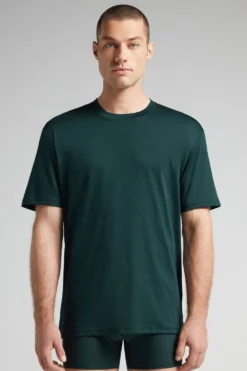 T-shirty|Merceryzowana Bawełna Filo Premium>Intimissimi T-shirt z Merceryzowanej Bawełny filo Premium zielony - 132j - verde scuro