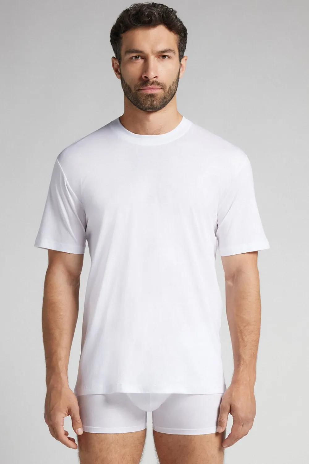 T-shirty|Merceryzowana Bawełna Filo Premium>Intimissimi T-shirt z Merceryzowanej Bawełny Superlight filo Premium biały - 001 - biały