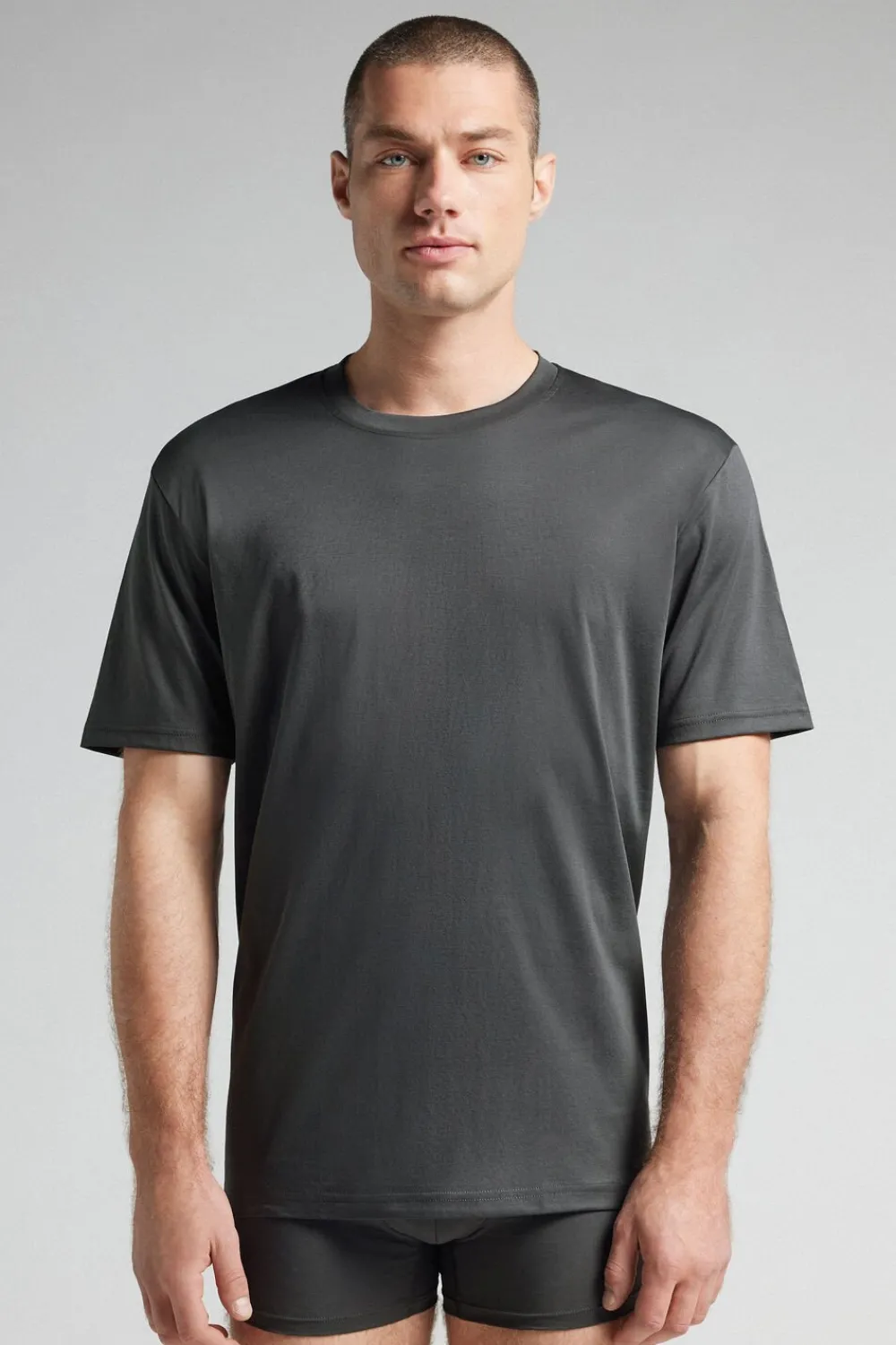T-shirty|Merceryzowana Bawełna Filo Premium>Intimissimi T-shirt z Merceryzowanej Bawełny filo Premium szary - 4712 - dark grey