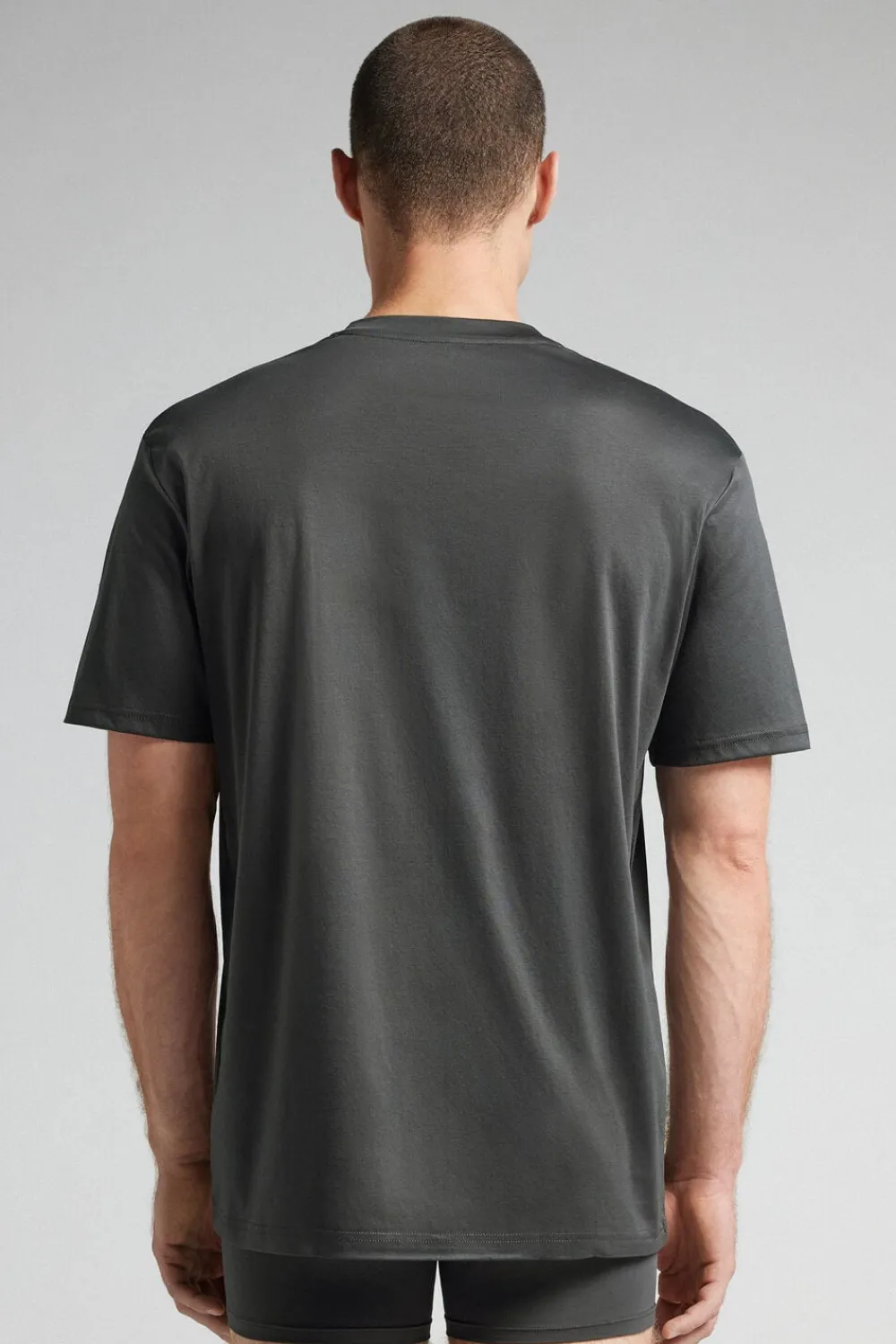 T-shirty|Merceryzowana Bawełna Filo Premium>Intimissimi T-shirt z Merceryzowanej Bawełny filo Premium szary - 4712 - dark grey
