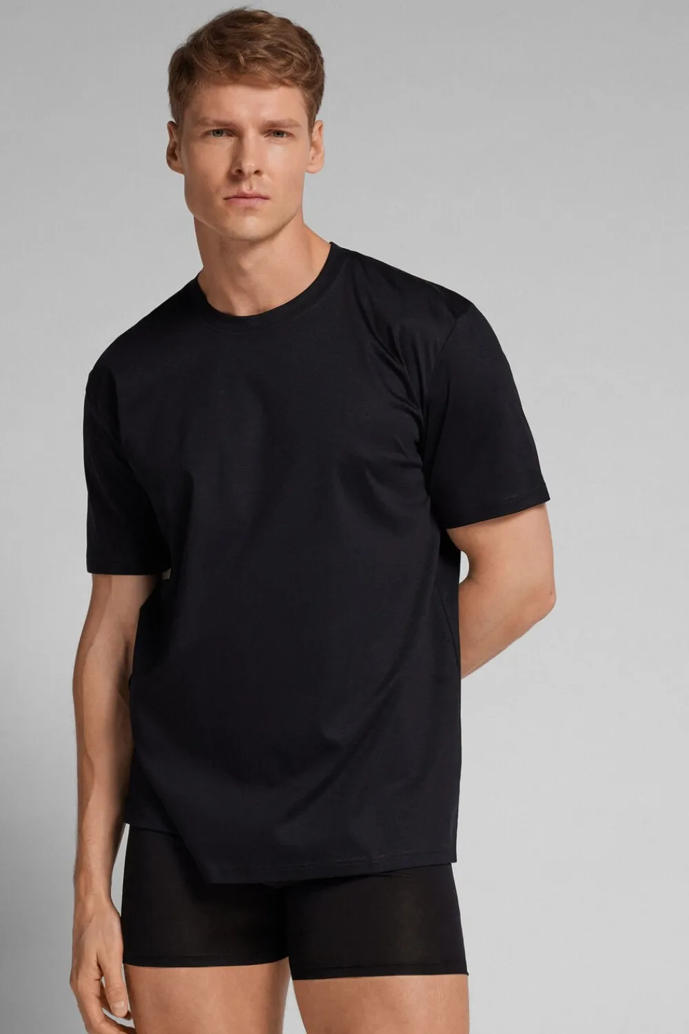 T-shirty|Merceryzowana Bawełna Filo Premium>Intimissimi T-shirt z Merceryzowanej Bawełny filo Premium czarny - 019 - czarny