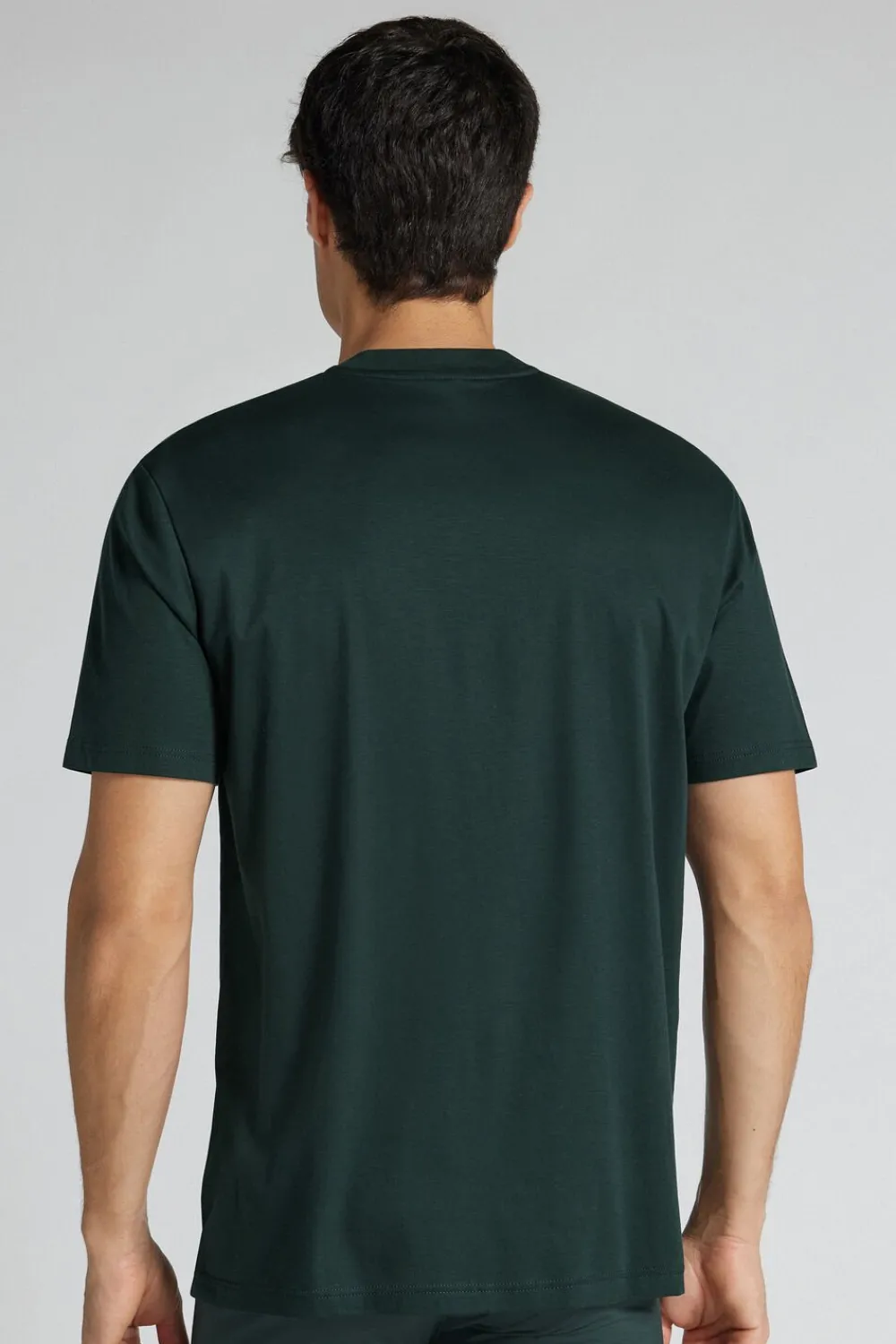 T-shirty|Merceryzowana Bawełna Filo Premium>Intimissimi T-shirt z Merceryzowanej Bawełny Superlight filo Premium zielony - 132j - verde scuro