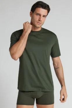 T-shirty|Merceryzowana Bawełna Filo Premium>Intimissimi T-shirt z Merceryzowanej Bawełny Superlight filo Premium zielony - 165k - verde salvia