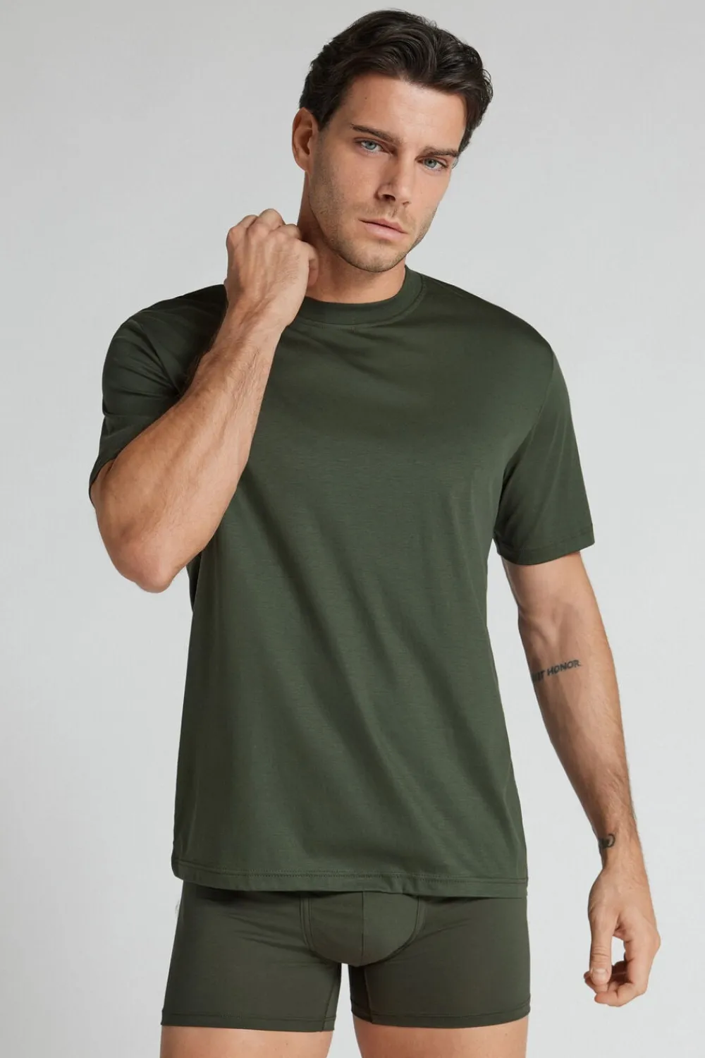 T-shirty|Merceryzowana Bawełna Filo Premium>Intimissimi T-shirt z Merceryzowanej Bawełny Superlight filo Premium zielony - 165k - verde salvia