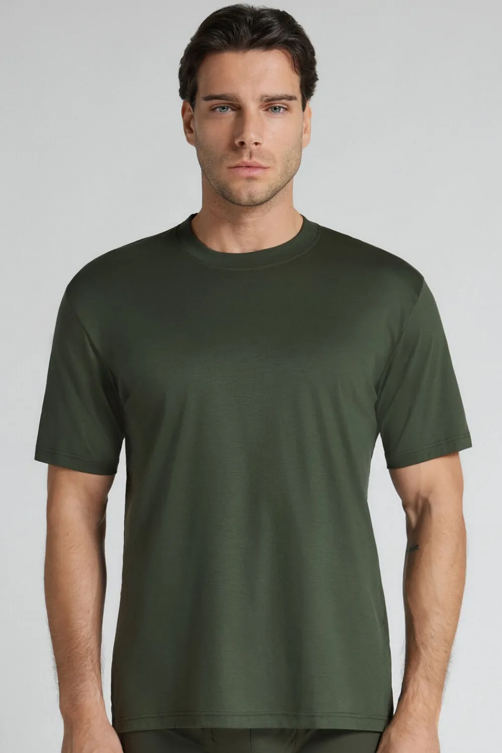T-shirty|Merceryzowana Bawełna Filo Premium>Intimissimi T-shirt z Merceryzowanej Bawełny Superlight filo Premium zielony - 165k - verde salvia