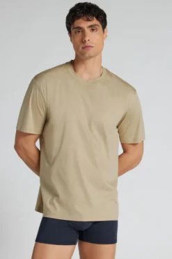 T-shirty|Merceryzowana Bawełna Filo Premium>Intimissimi T-shirt z Merceryzowanej Bawełny Superlight filo Premium beige - 142k - warm sand